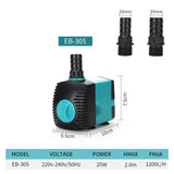 3/6/10/15/25W Ultra-Quiet Submersible Water Fountain Pump Filter Fish Pond Aquarium Water Pump Tank Fountain